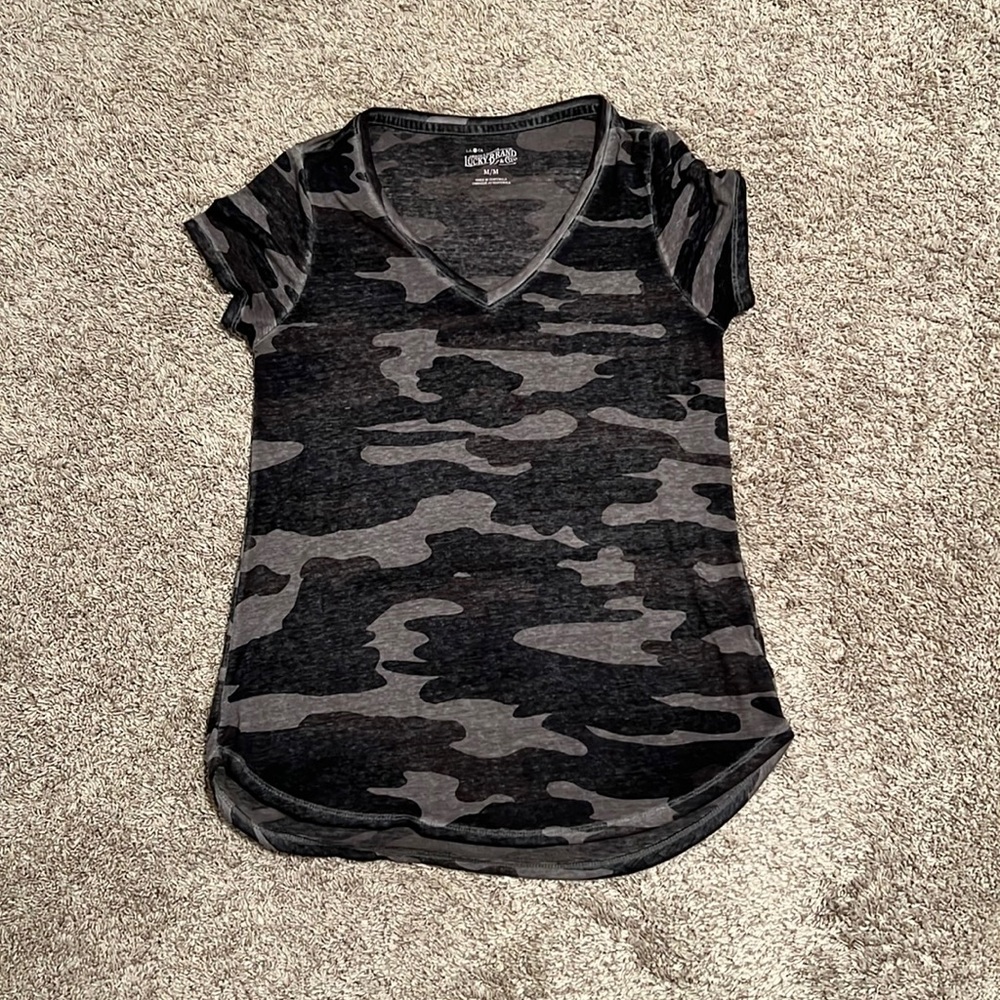 Lucky Brand Camo V-Neck Shirt
